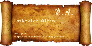 Matkovich Albin névjegykártya